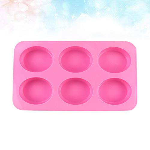 Hemoton 1 pç 6 Cavidades Moldes de sabonete oval antiaderente grau alimentício Silicone Jelly Mousse