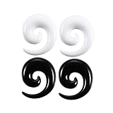 NewZenro Acrylic Spiral Snail Ear Tapers Plugs Tunnels Expander Gauges Twist Earrings Stretching Body Piercings Jewelry White Black 2 Pairs Set (9/16