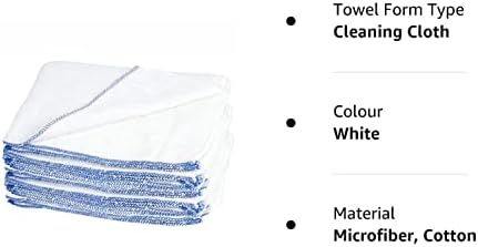 Acai Dishcloths Super Soft Absorbent Household Cleaning Scrubbing Cloth Washing Up Heavy Duty Cotton Dish Cloths Kitchen Glass Window Home Accessories Reusable White Tea Towel 35cm X 50cm (Pack Of 5)