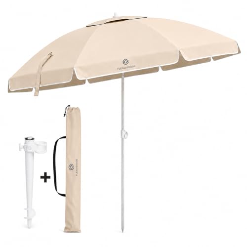 Set de playa con sombrilla Fleau 175 cm, esterilla, base y funda protectora
