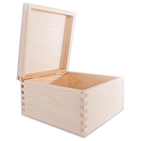 Caja cuadrada de madera con tapa con bisagras Cover