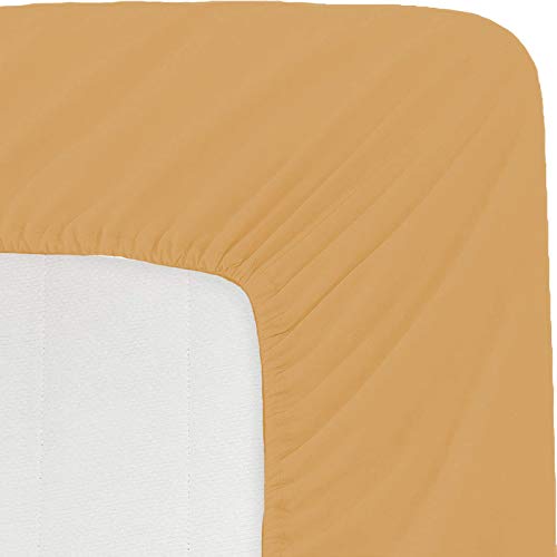 Image of Sweet Dream's 750 Collection Egyptian Cotton Fitted Bedsheet 4 to 12 Inch Matress 15 inch Drop King Size Bed (72x72) Inches (6 by 6) Feet + 2 Pillow Covers (18x28), Gold Yellow