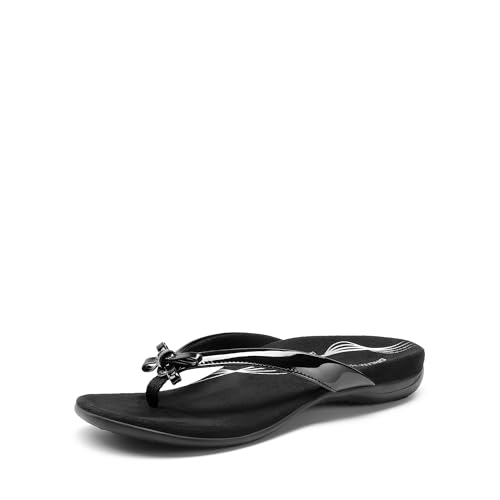 DREAM PAIRS Women's Arch Support Flip Flops Comfortable Dressy Orthopedic Thong Sandals Slides with Bow for Walking Summer Vacation