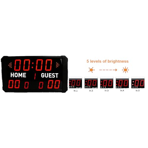 Cronómetro digital electrónico con contador regresivo de 24 segundos, pantalla para tiros libres, control remoto, doble modo de alimentación, zumbido integrado y ajuste de brillo en 5 niveles miniatura 3