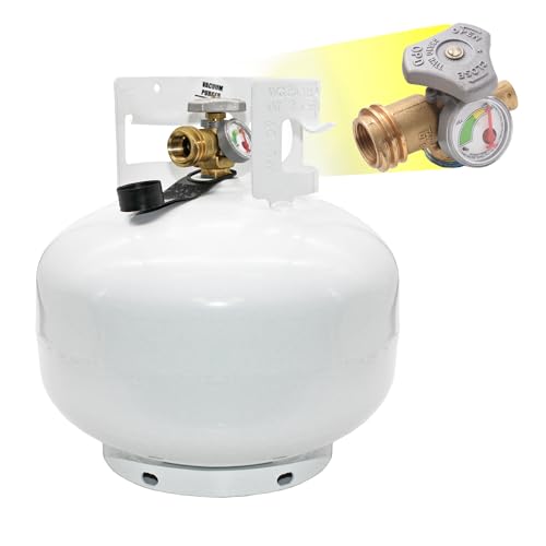 Flame King YSN11SQTa 11LB Propane Tank Cylinder Squatty with Dust Cap Type 1 OPD Valve & Built-in Gauge White