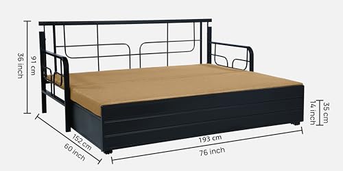 Image of 3 Seater Metal Sofa Cum Bed with Hydraulic Storage | Sofa Set for Living Room, Bedroom, Guest Room| Queen Size Convertible Sofa Bed Comfortable Seating & Sleeping RI Camel Queen D9