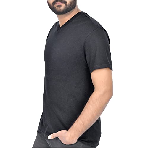 Sleepdown Men's Regular-Fit 4-Pack Soft Breathable Tees Short-Sleeve Undershirts V-Neck T-Shirts Value Pack – Medium #TOP1