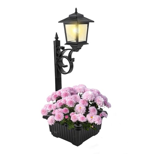 Solar Lamp Post Light with Planter, 2 in 1 Outdoor Flower Pots, W...