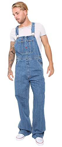 Men's Denim Dungarees Jeans Bib And Brace Overall Pro Heavy Duty Workwear Pants Light Blue 34-34 #TOP3