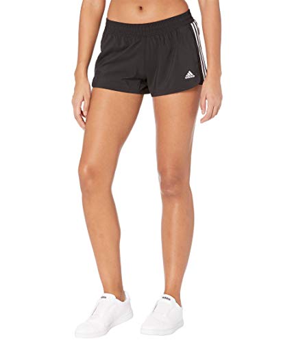Short tissé Adidas Pacer 3-Stripes noir et blanc en taille XXL pour femme