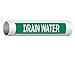 ComplianceSigns.com Drain Water White On Green Label Decal, 12x2.5 inch 2-Pack Vinyl for Pipe Markers