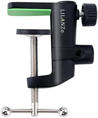 2-IN-1 Table Mount Clamp, LILANZo Heavy-Duty Metal Mic Clamp Holder for Microphone Suspension Boom Scissor Arm Stand Holder & Overhead Phone Mount Stand, Fits up to 1.97"/5cm Desktop Thickness