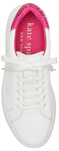 kate spade new york Women's Lift Crystal Lace Up Sneaker, Optic White/Vivid Snap D, 9.53