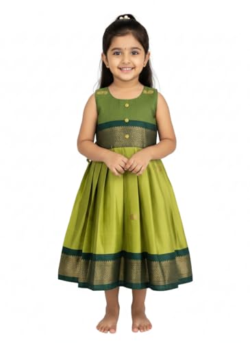 Image of Girls South Indian Traditional pattu Pavadai Tapeta Frock | South Indian Pattu Pavadai Ethnic Wear for Girl | Weddings & Festival