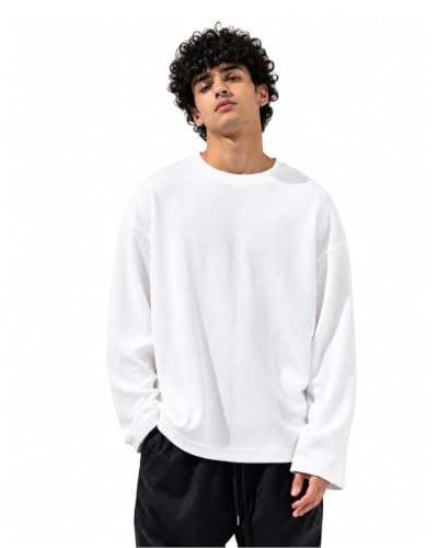 CLOTH N CODE Men Waffle Oversized White T-Shirt - Image 2