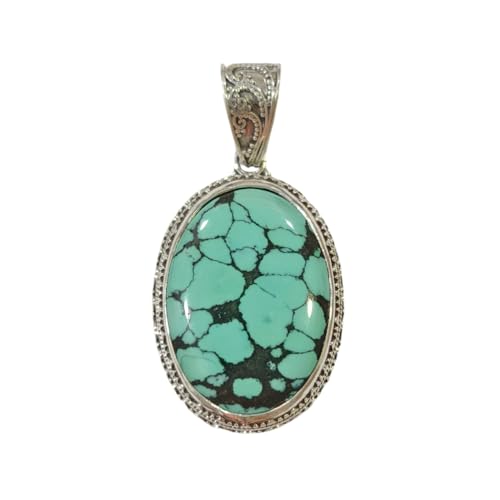 Pendentif turquoise argent 925 véritable, bijou fait main au design ethnique unique