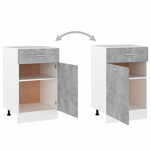 Mogou Schubunterschrank, Küchenunterschrank, Küchenschränke, Küchenmöbel, Unterschrank, Kitchen Furniture, Betongrau 50x46x81,5 cm Spanplatte - Image 7