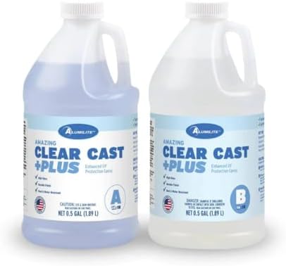 Alumilite Amazing Clear Cast Plus (1 Gal) Food Safe High-Gloss Epoxy Resin with UV Resistance, Perfect for Countertops, Coatings, Castings, Jewelry, Art, & DIY Projects Compatible with Dyes & Inks