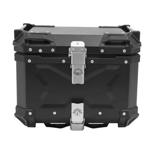 DAHAD Maleta de moto de 45 litros, de aluminio resistente al agua, universal con cerradura de seguridad, impermeable, caja trasera para casco, chubasquero