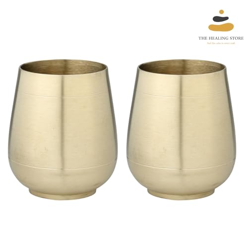 Image of THE HEALING STORE Bronze Kansa Glass, 200 ml Capacity, Gold, Medium Size (Glass 4)