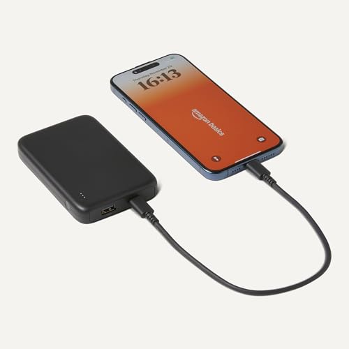 Image of Amazon Basics Slim Portable Charger Power Bank with LED Display, 10,000 mAh, Black