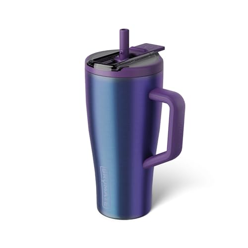 Image of BruMate Era Flip 30oz Tumbler with 100% Leakproof Covered Straw Lid | Hygienic Covered Straw | Insulated Stainless Steel Water Bottle with Handle | Cup Holder Friendly | BPA-Free (Dark Aura)