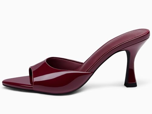 Image of Coutgo Womens Heeled Mules Pointed Peep Toe High Heels Slip On Backless Mule Sandals Dress Shoes