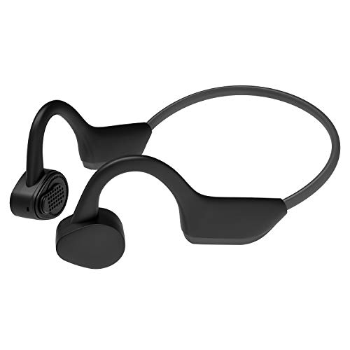 Bone Conduction Headphones, Arndox Bluetooth V5.0 Open-Ear Wireless Sports Headsets IP56 Waterproof Lightly Weight with Mic and Siri Voice Control for Running Driving Cycling (Black-Grey)