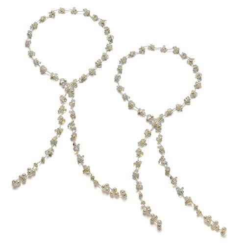 HinsonGayle 'Opal' Handcrafted 2-Strand Opalite & Genuine Freshwater Cultured Pearl Lariat Necklace-42 in Length