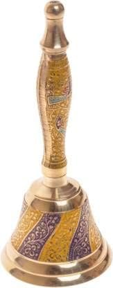 Fashion Bizz Pure Brass 7 Inch Hand Held Temple Pooja Big Bell Brass Pooja Bell (Multicolor, Pack of 1) image 2
