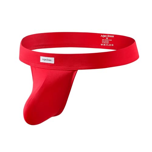 Arjen Kroos Jockstraps for Men Sexy Thong Underwear Dual Pouch Jock Strap Athletic Supporter Red