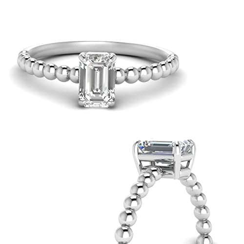 Bague Solitaire Émeraude en Argent Sterling Ajustable de Taille 47 à 70