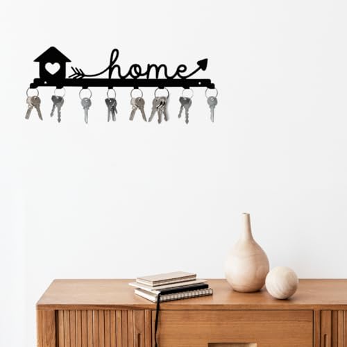 Image of Home Metal Key Hanger Without Drill| |Wall-Mounted Key Rack with 7 Hooks | Home Decor Organizer | Stylish Keychain Holder for Home & Office |No Drilling Required