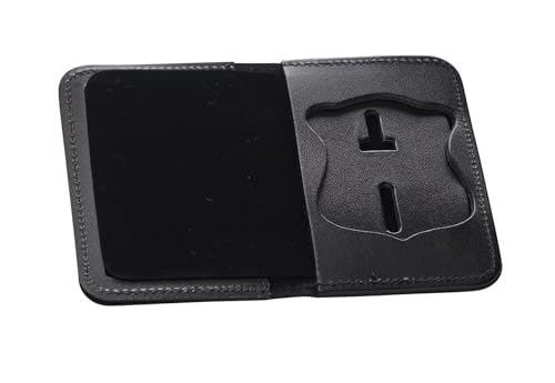 Perfect Fit Shield Wallets Boston Police Badge and ID Case Hidden Badge Wallet (Cutout PF-19) Black Leather