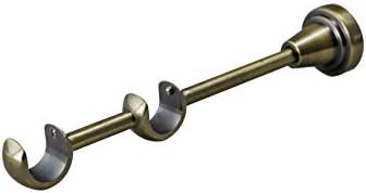 YHO Curtain Rod Pole Brackets 19mm 28mm 35mm Recess Extendable Double Antique Brass (19mm Ceiling)