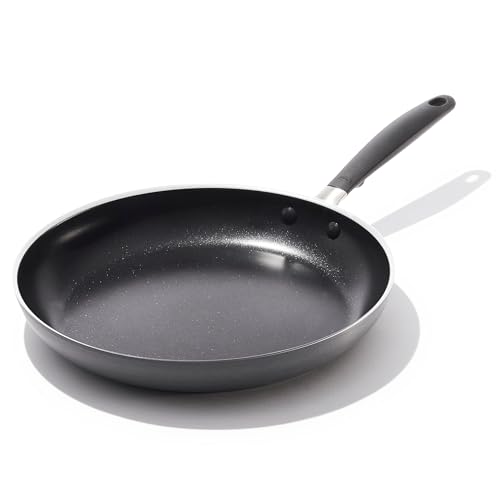 Image of OXO 12 inch Non-Stick Every Day Frying Pan, BPA-Free Comfort Grip Silicone Handle, Dishwasher & Oven Safe, PFAS-Free Ceramic Skillet, Eggs & Omelets, Black