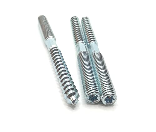 Image of Hanger Bolt M8x100 Silvery Double Headed Bolt Self-Tapping Screw with Hexagon for Furniture 12Pcs