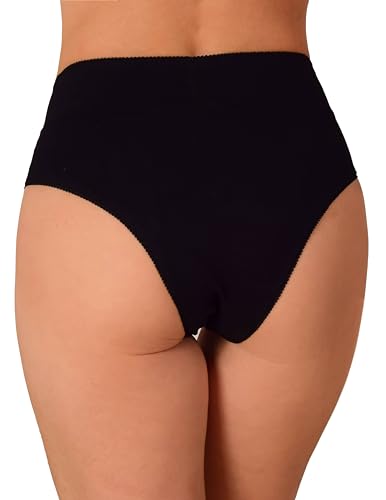 Kit 10 Calcinhas Cós Alto Duplo Lingerie Feminina de Algodão Cotton Macio Segura Barriga cores lisas
