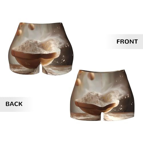 Flour Pattern Sports Shorts, high Elastic Slim Fitness Pants, Suitable for Yoga/Leisure/Daily wear3