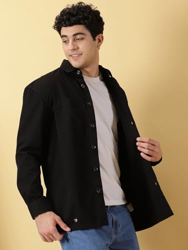 Image of Thomas Scott Men's | Solid | Full Sleeve | Oversized Fit | Cotton Blend | Spread Collar | Casual Shirt