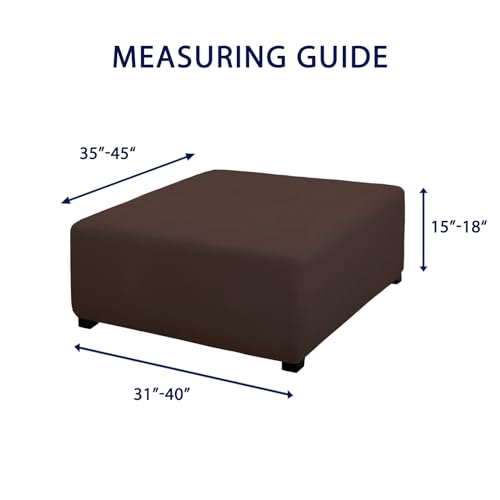 Image of PureFit Stretch Square Ottoman Cover 40x40x15 Footstool Cover, Chocolate