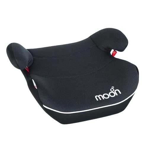 The Moon Brand Kido Baby/Kids Lightweight Travel Booster Car Seat Group 3 Universal Fix Extra Large Seat Backless Belt Positioning Suitable From 3 Years To 12 Years From 15 - 36 Kg - Black