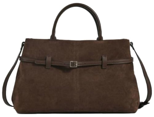 Bolso Tote de gamuza grande con correa y hebilla miniatura 1