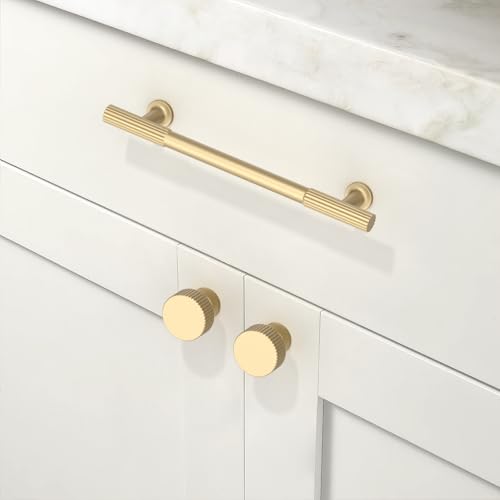 Image of 10 Pack Brushed Gold Cabinet Pulls 5 Inch(128mm) Kitchen Cabinet Handles Cabinet Hardware for Drawer Pulls