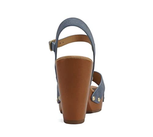 Image of Soda MIGUEL ~ Women Crisscross Band Fashion Chunky Platform Block Mid Heel Sandal with Ankle Strap and Stud