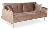 Couleur : Taupe Menzzo Canapé Convertible 3 Places Carla Velours Taupe