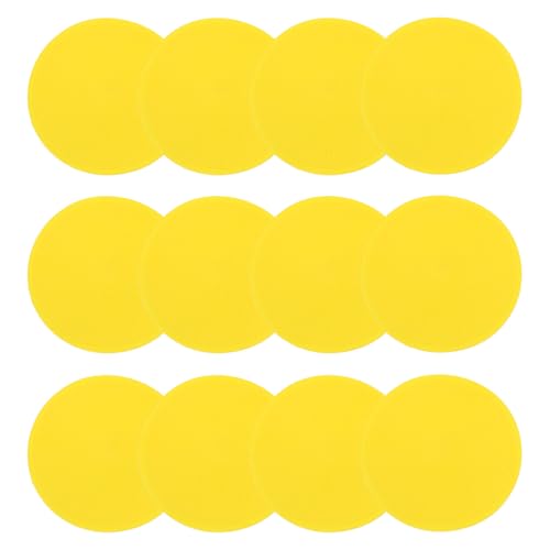 PATIKIL 9 Inch Poly Spot Markers, 12Pcs Non Slip Rubber Floor Dots with Storage Bag Flat Agility Cones for Sports Training Basketball Football, Yellow