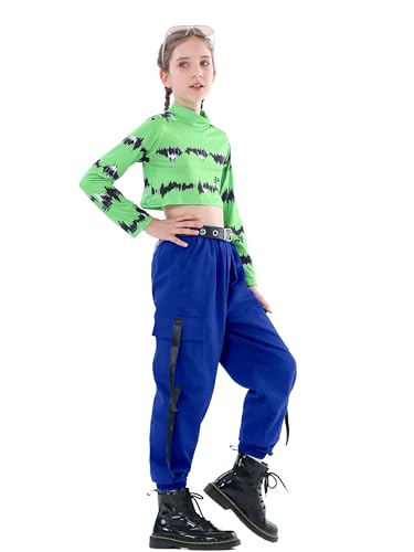 Image of Rolanko Girls Cargo Pants for Kids Loose Streetwear Hip Hop Dance Cotton Cargo Jogger Pants for Kids 4-15 Years