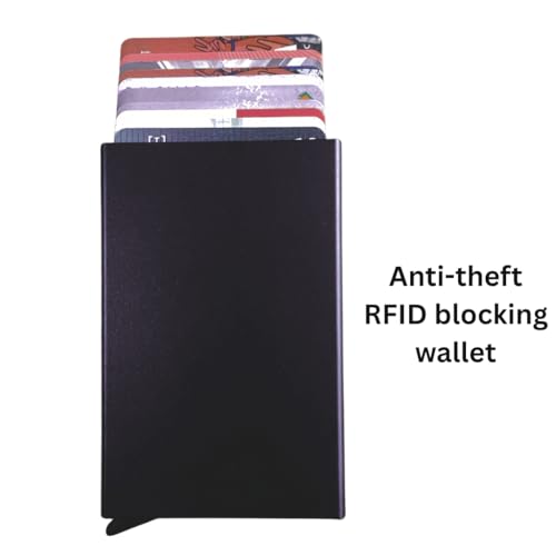 Image of Bracevor 10 Slot popup Aluminium Metal Card Holder Wallet | RFID Blocking | for Men & Women | Credit & Debit Cards - Black