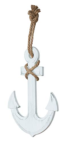 levandeo Ancla de 47 cm de altura, incluye rocío, madera, estilo shabby chic, vintage, decoración marítima, decoración náutica